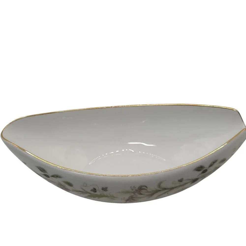 Vintage Sango Canterbury Oval Gravy Boat Floral Mid Century Modern Bone China‎
